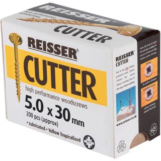 5.0 x 30mm Reisser R2 Cutter Yellow CSK Head Woodscrews