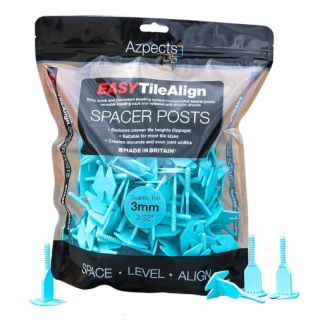 Azpects Easy Tile Align 3mm Spacer Posts Blue Per Bag / 150