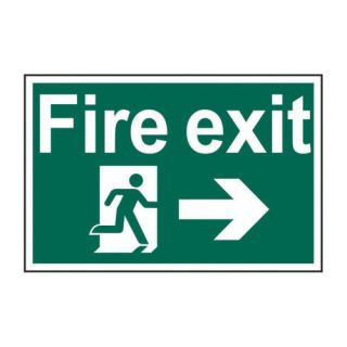 Fire Exit Safety Sign Ref 1504 200mm x 300mm Semi-Rigid PVC