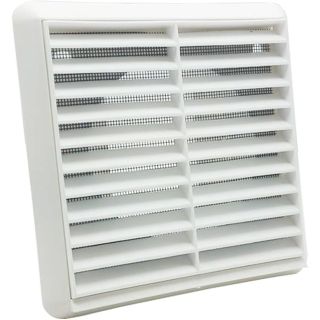 4 White Wall Vent With Louvered Grill & Flyscreen