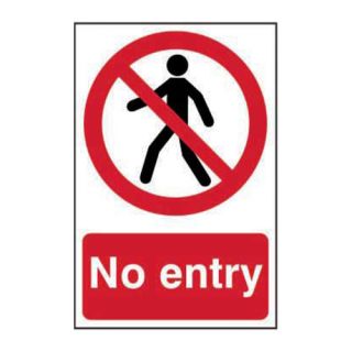 No Entry Semi-Rigid PVC Sign 200 x 300mm Ref 0600