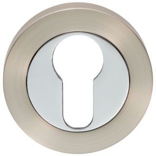 Carlisle Brass Escutcheon Euro on Concealed Rose Satin/Polished Chrome
