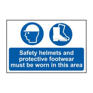 Safety Helmets & Footwear PVC Sign 600 x 400mm Ref 4001