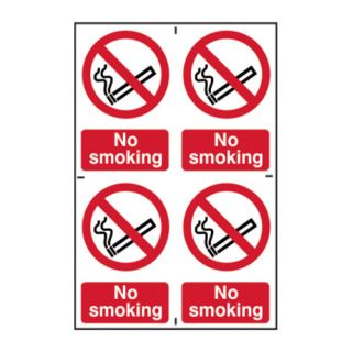 No Smoking Rigid PVC Sign (4 Signs Per Sheet) Ref 0552