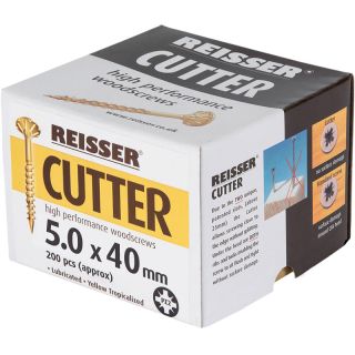 5.0 x 40mm Reisser R2 Cutter Yellow CSK Head Woodscrews