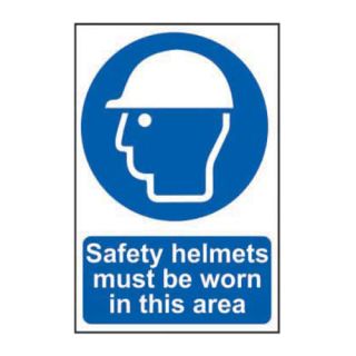 Safety Helmets Must Be Worn PVC Sign 600 x 400mm Ref 4000